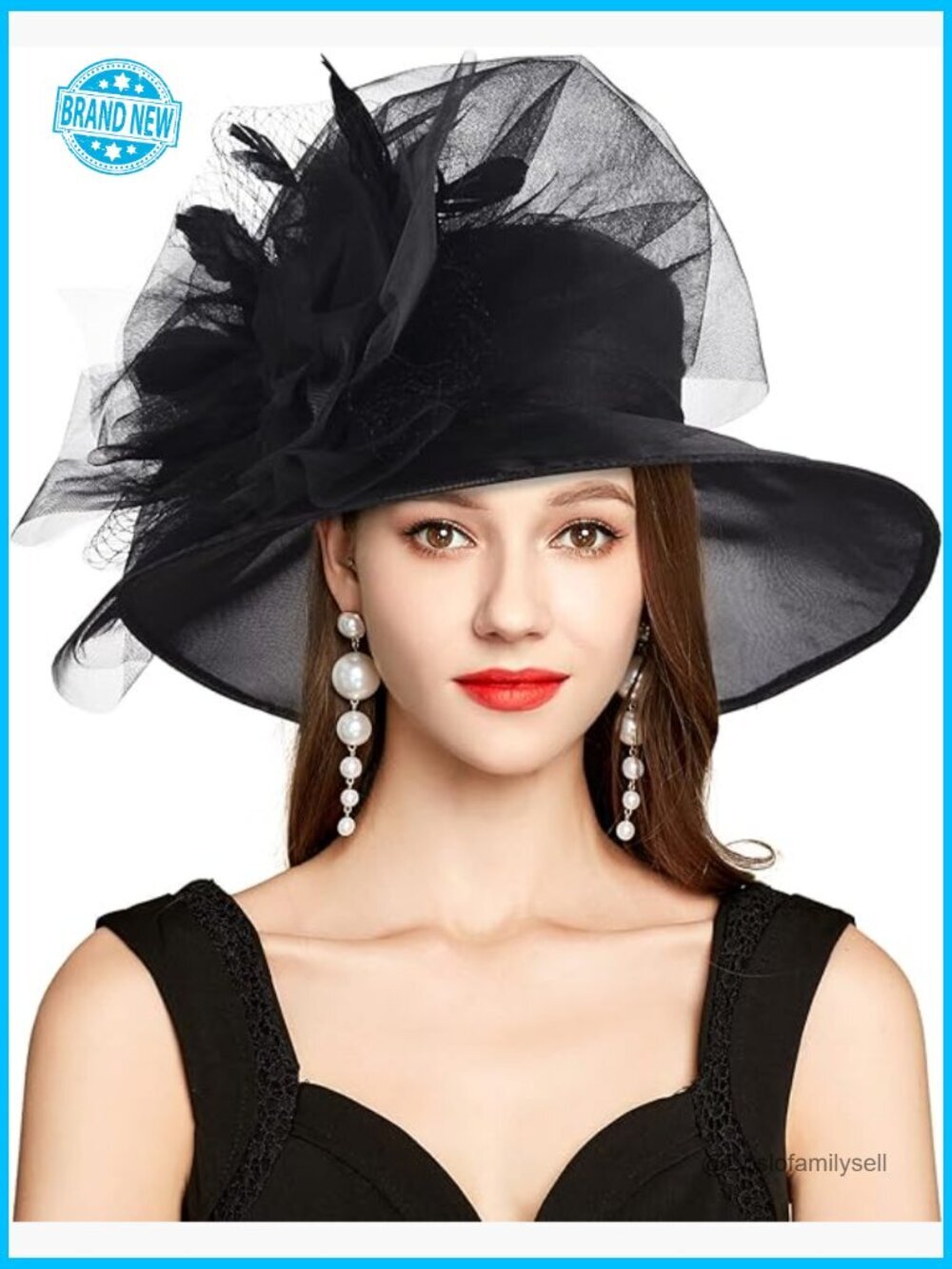 Derby Hat with Feathers Fascinator for Church Tea Party Horse Racing Adjustable